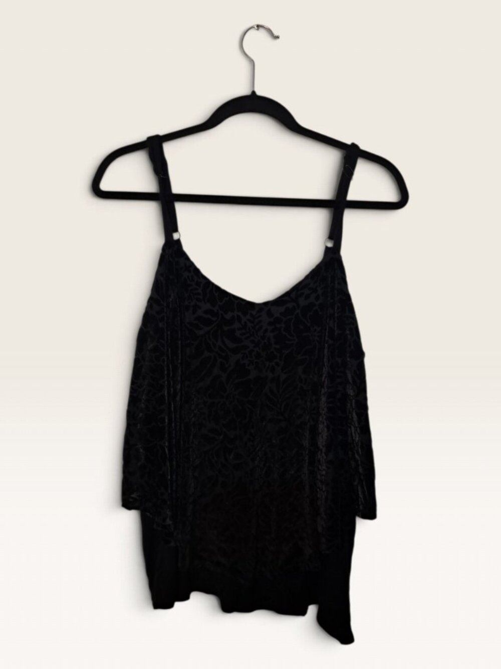 Torrid Size 2 (2X) Black Velvet Burnout Layered Cami Tank Top